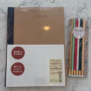 (Unopened) MUJI Brown and Black Notebook* 5 with Multicolor Pencils